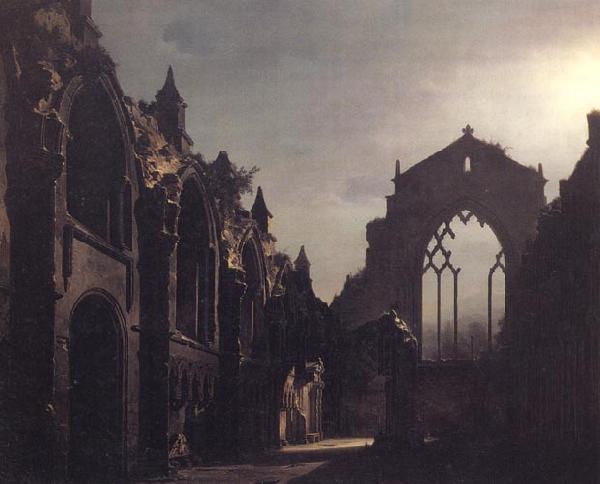 Luis Daguerre The Ruins of Holyrood Chapel,Edinburgh Effect of Moonlight